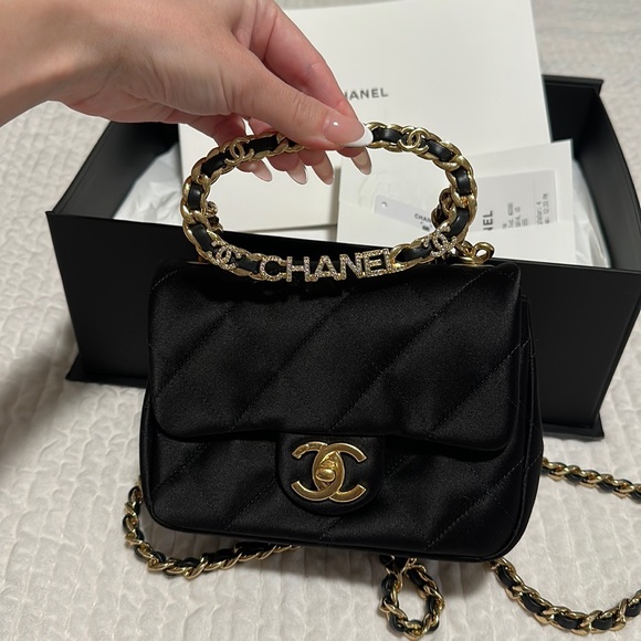 Chanel mini flap bag with top handle. Limited edition with Swarovski details - Picture 2 of 9